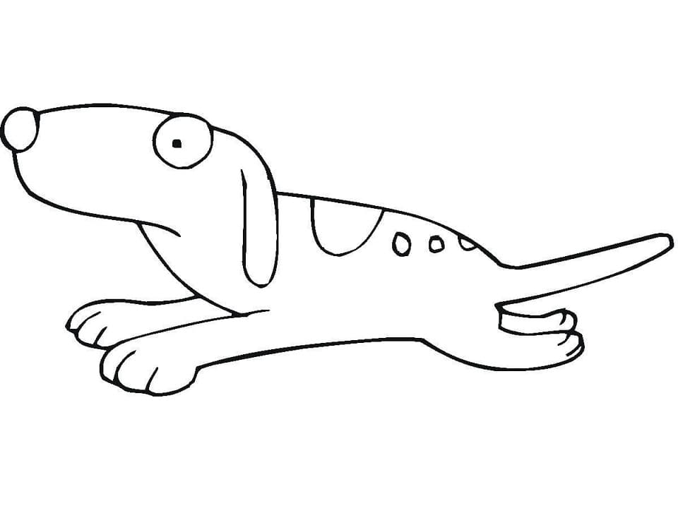 sarjakuva liikkuvasta koirasta Värityskuva