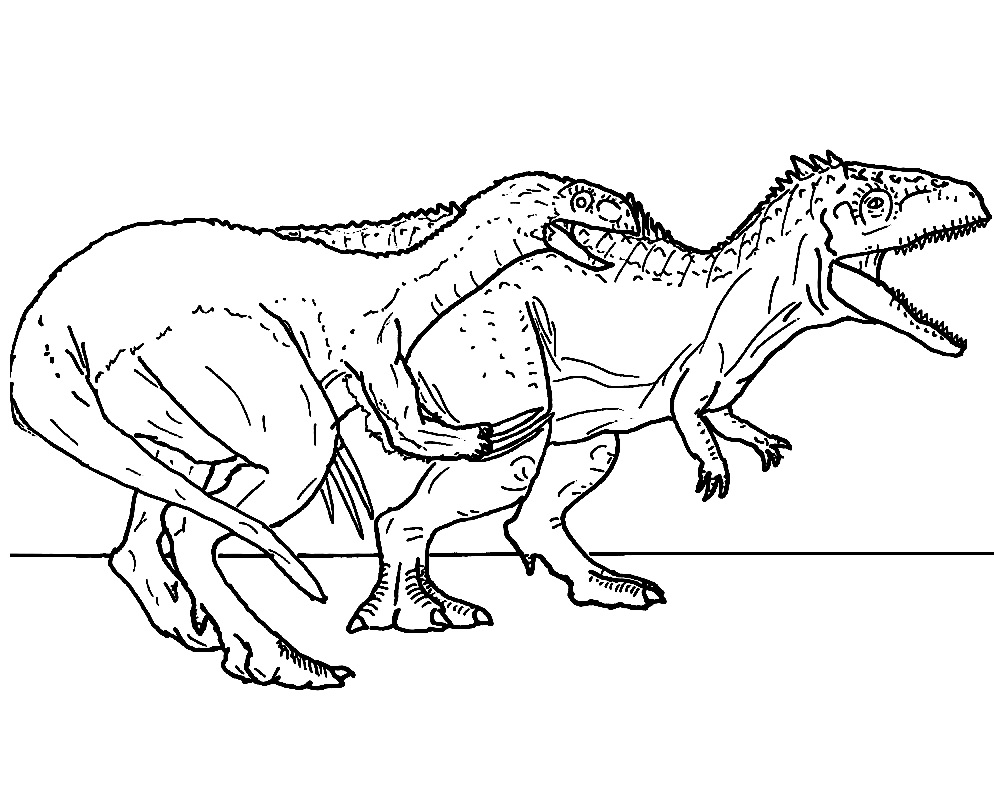 Therizinosaurus ja Giganotosaurus para colorir Värityskuva