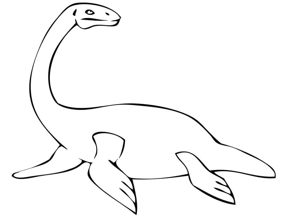 Yksinkertainen plesiosaurus varityskuva Värityskuva