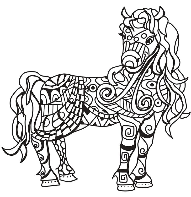 Zentanglen hevonen Värityskuva