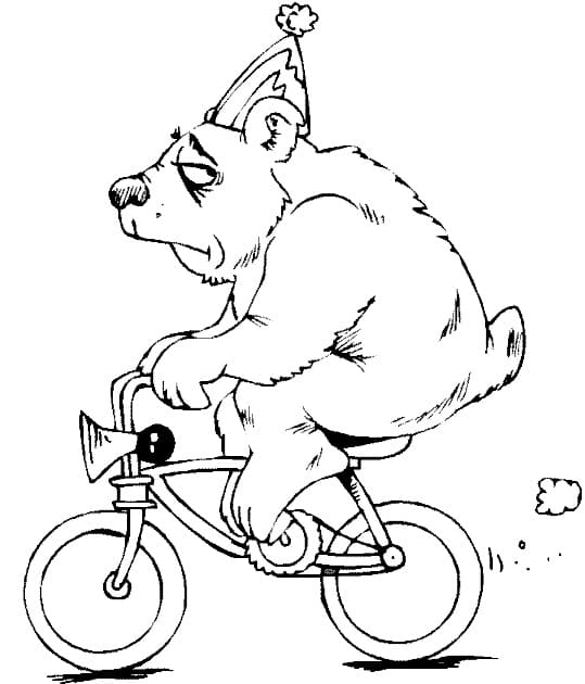 Bear on A Bicycle coloring page Värityskuva
