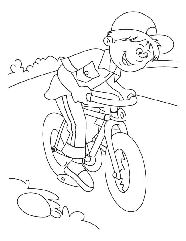 Boy on Bicycle coloring page Värityskuva