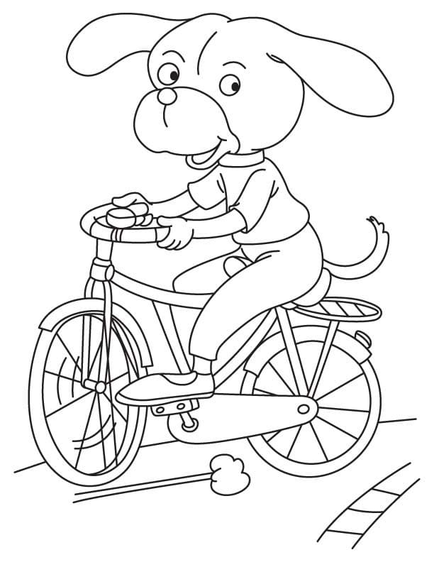 Dog Riding A Bicycle coloring page Värityskuva