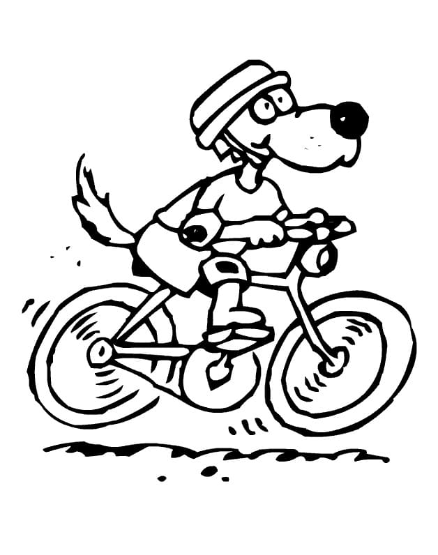 Dog on A Bicycle coloring page Värityskuva