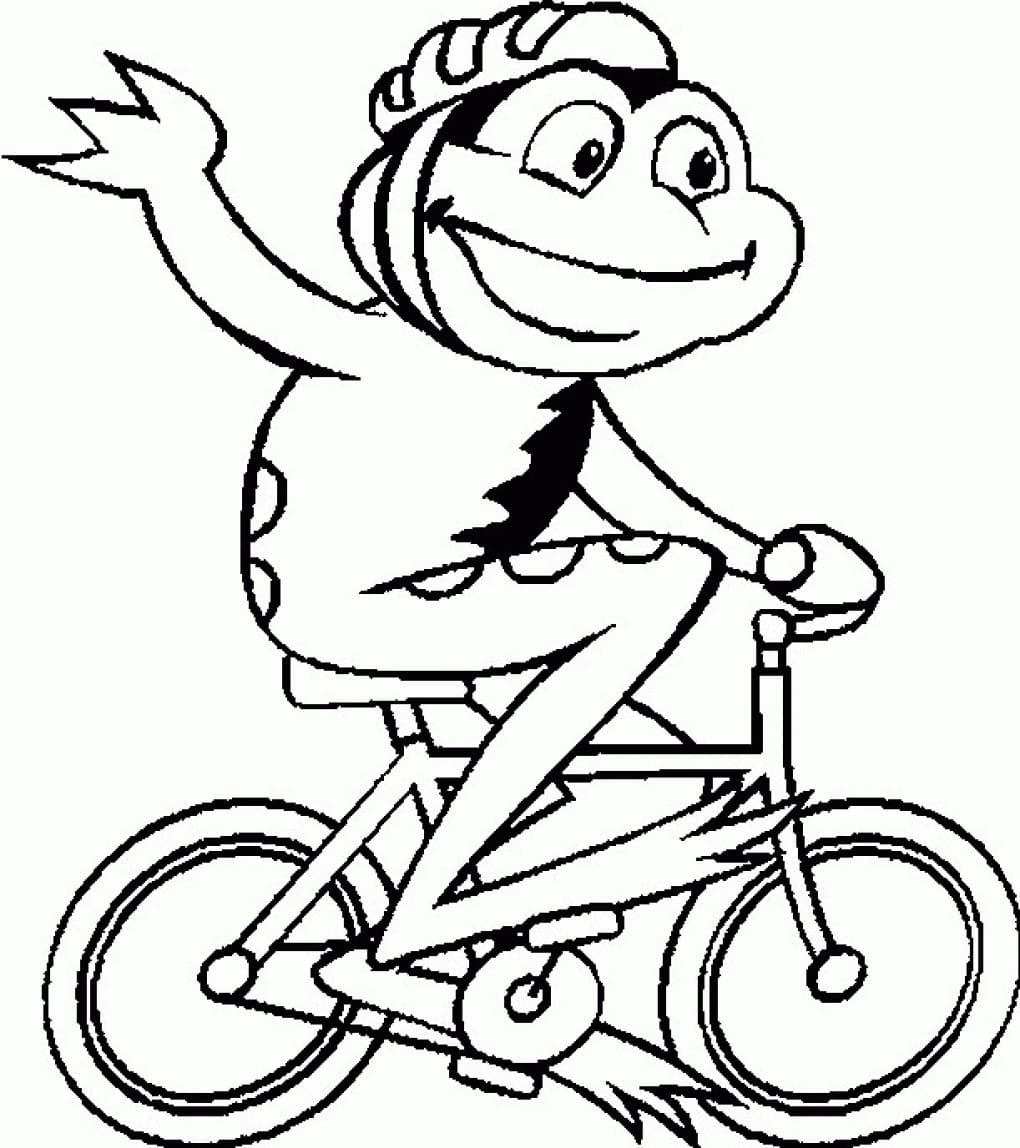 Frog On A Bike coloring page Värityskuva