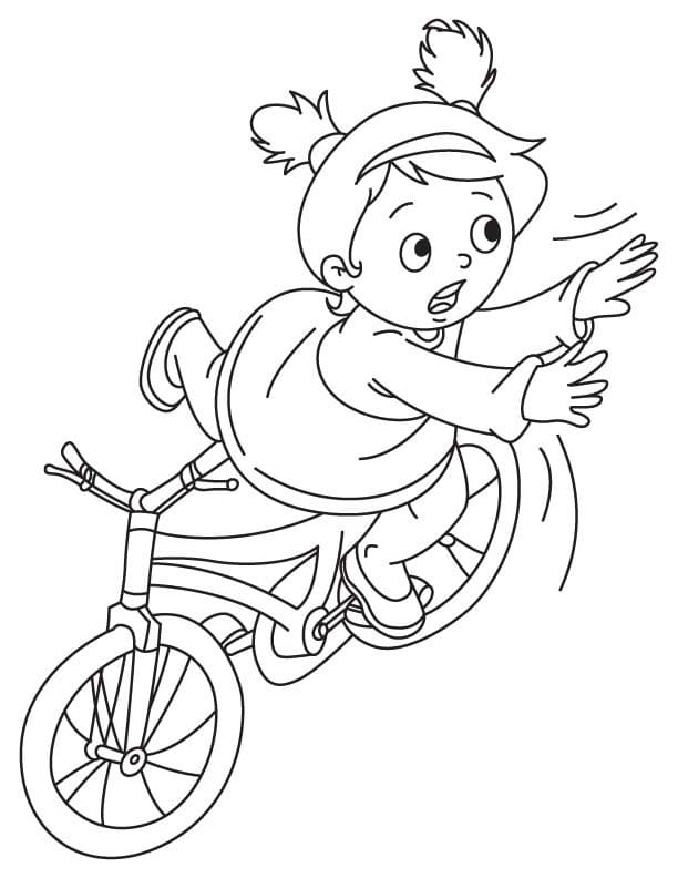 Girl Falls Off The Bike coloring page Värityskuva