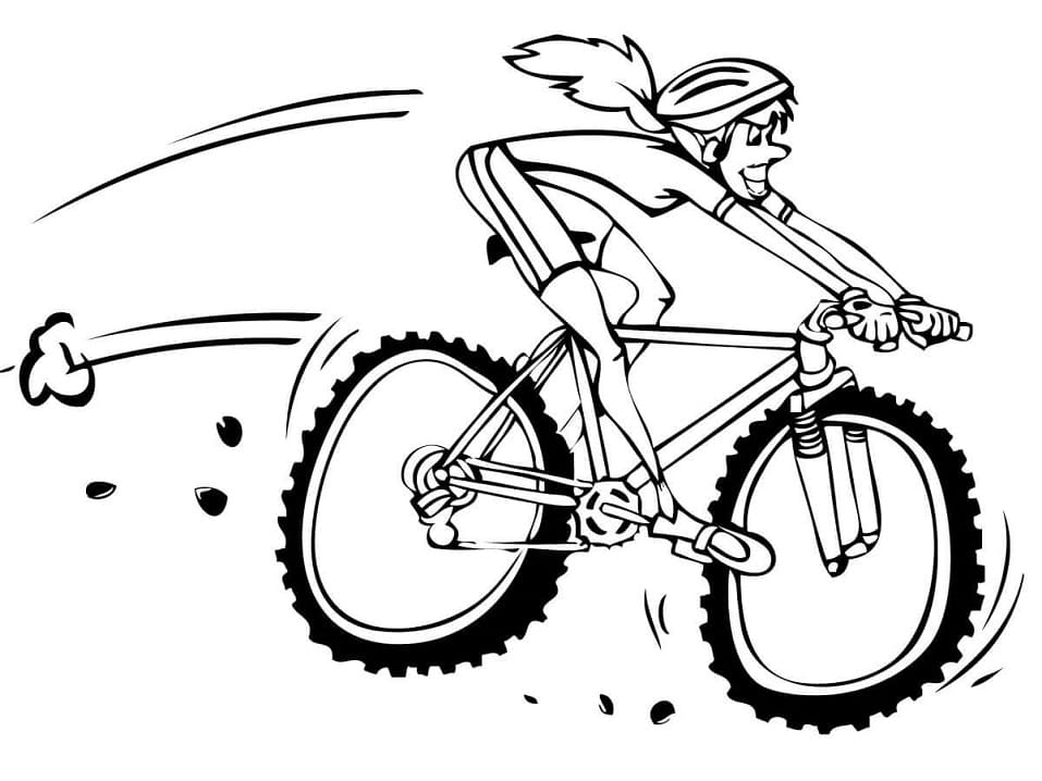 Girl on Mountain Bike coloring page Värityskuva