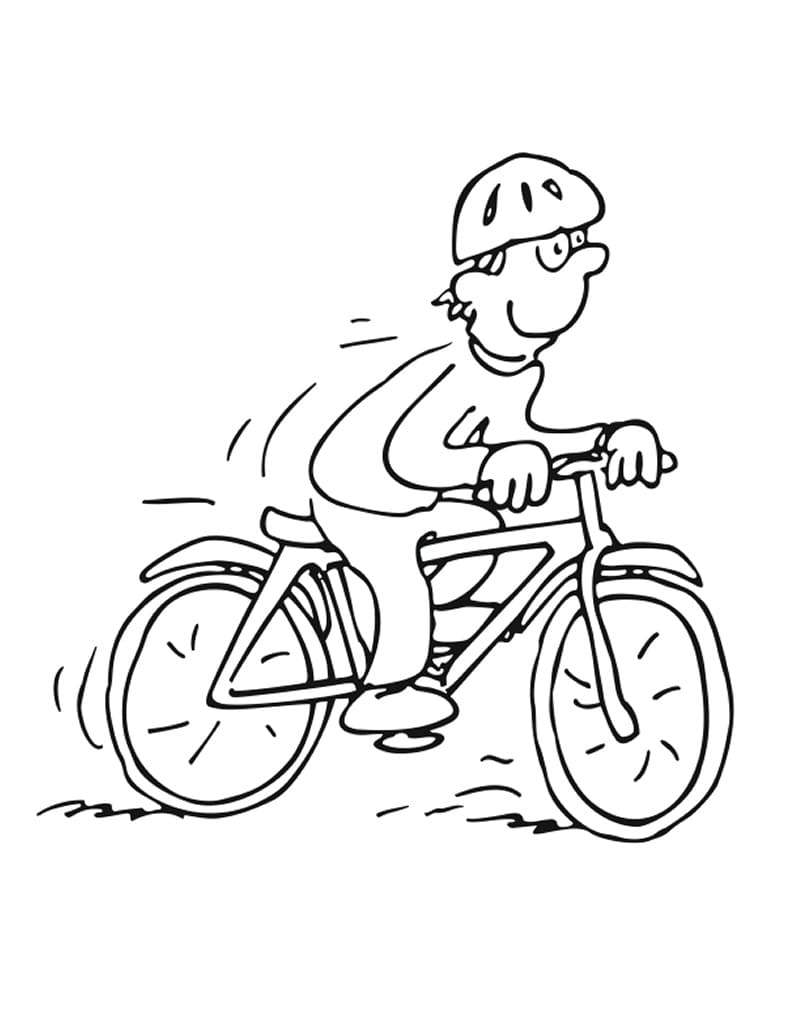 Riding Bicycle coloring page Värityskuva
