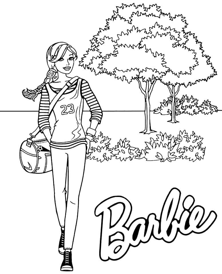 Barbie kävelee Värityskuva