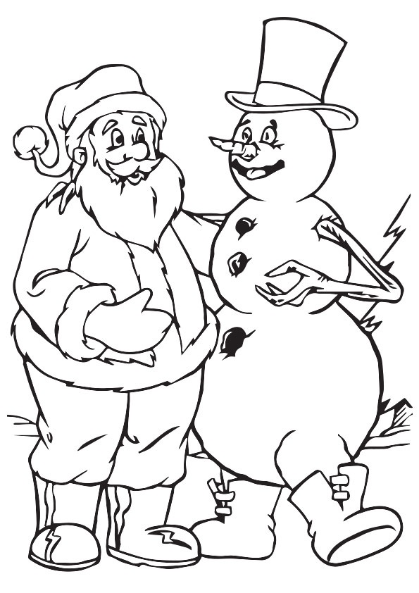 Joulupukki ja Frosty Värityskuva