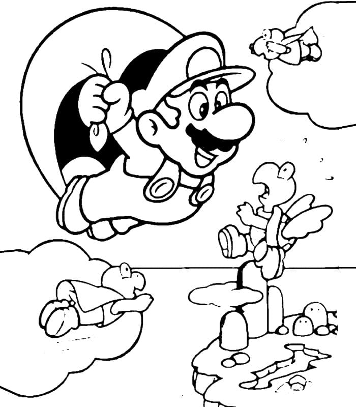 Mario lentävä Värityskuva