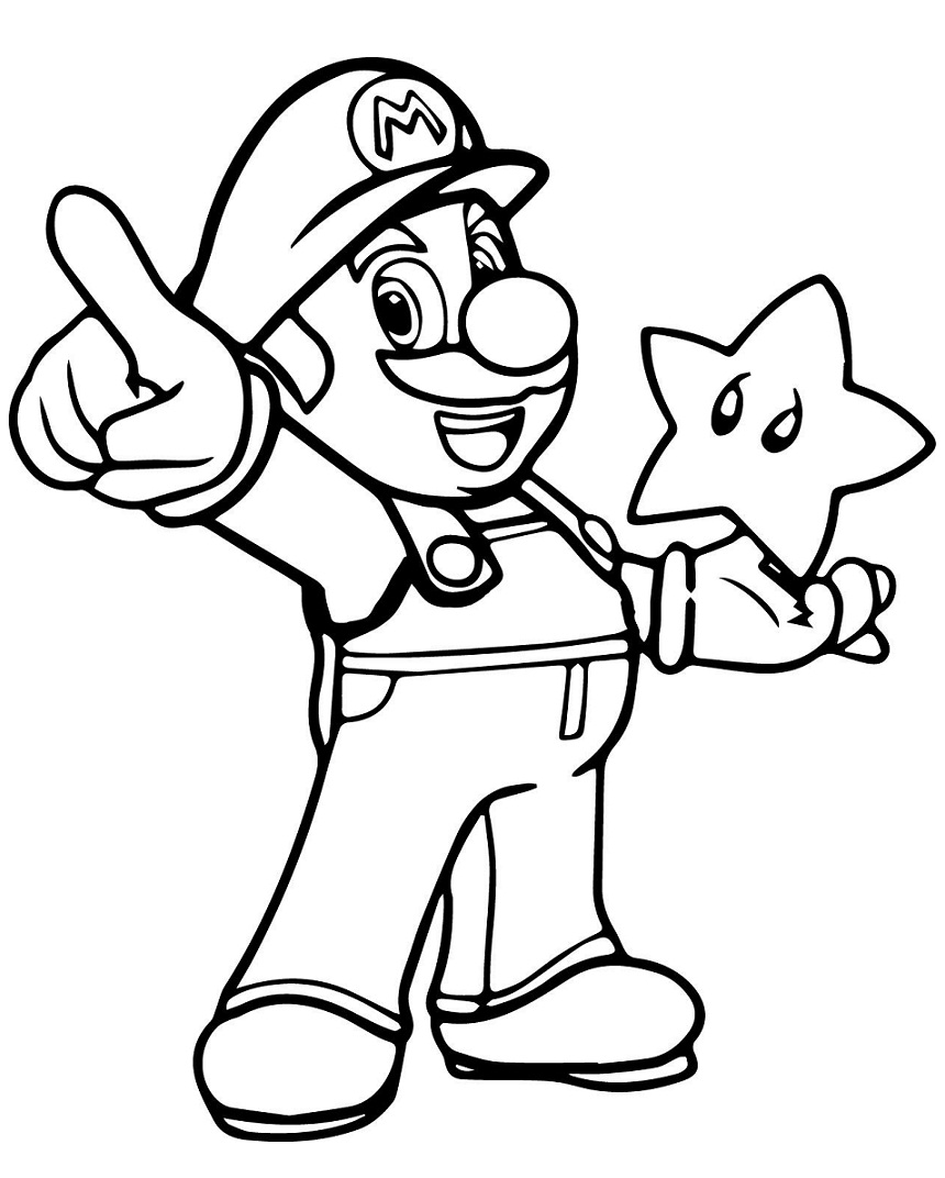 Mario pienellä tähdellä Värityskuva