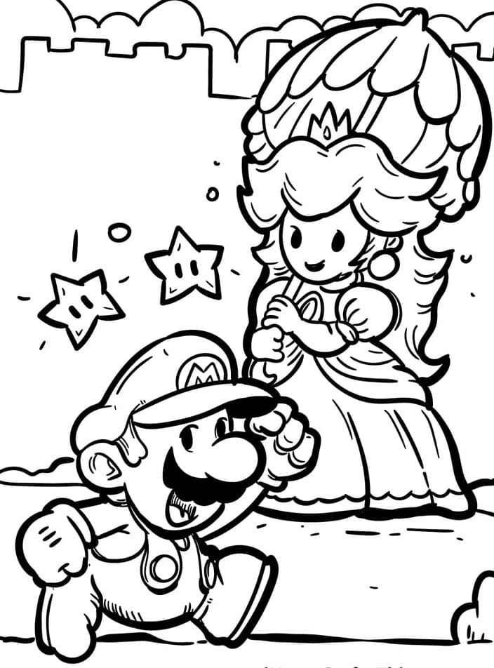 Peach ja Super Mario Värityskuva