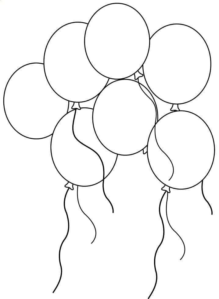 piirtää seitsemän ilmapalloa Värityskuva