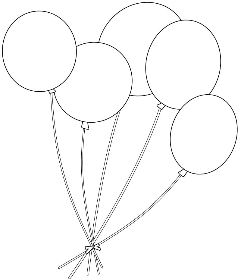 piirtää viisi ilmapalloa Värityskuva