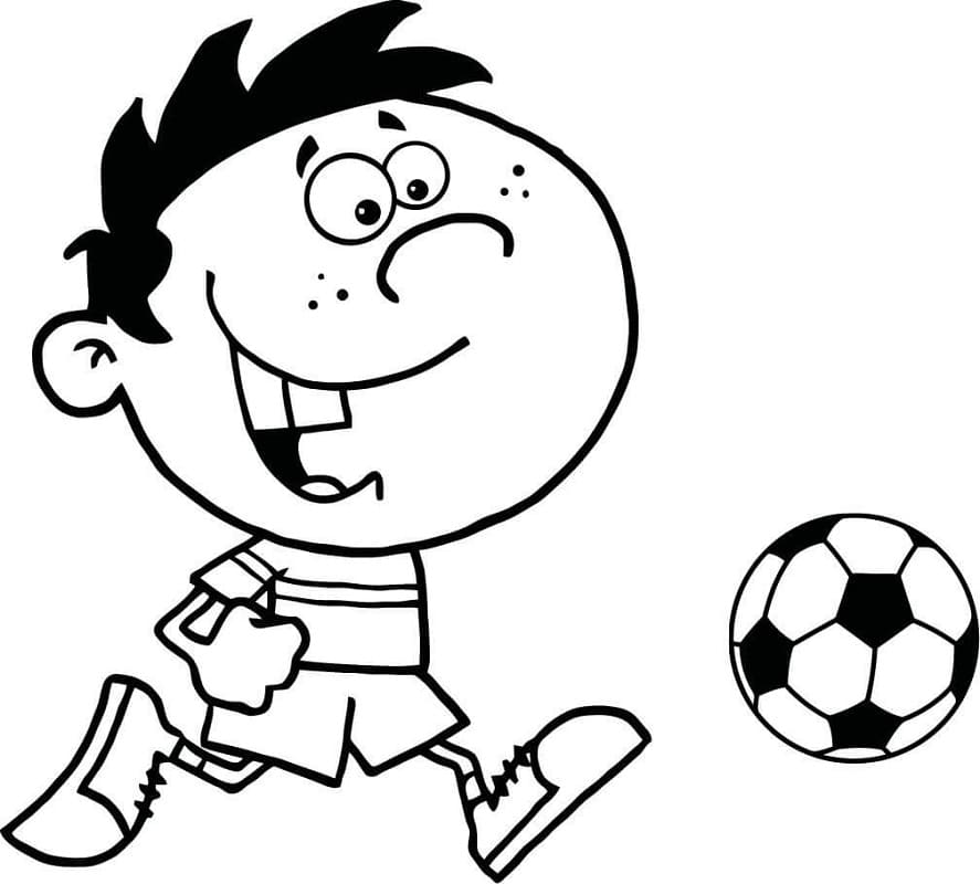 Pikkupoika pelaa jalkapalloa Värityskuva