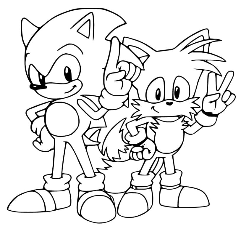 Sonic ja Tails Värityskuva