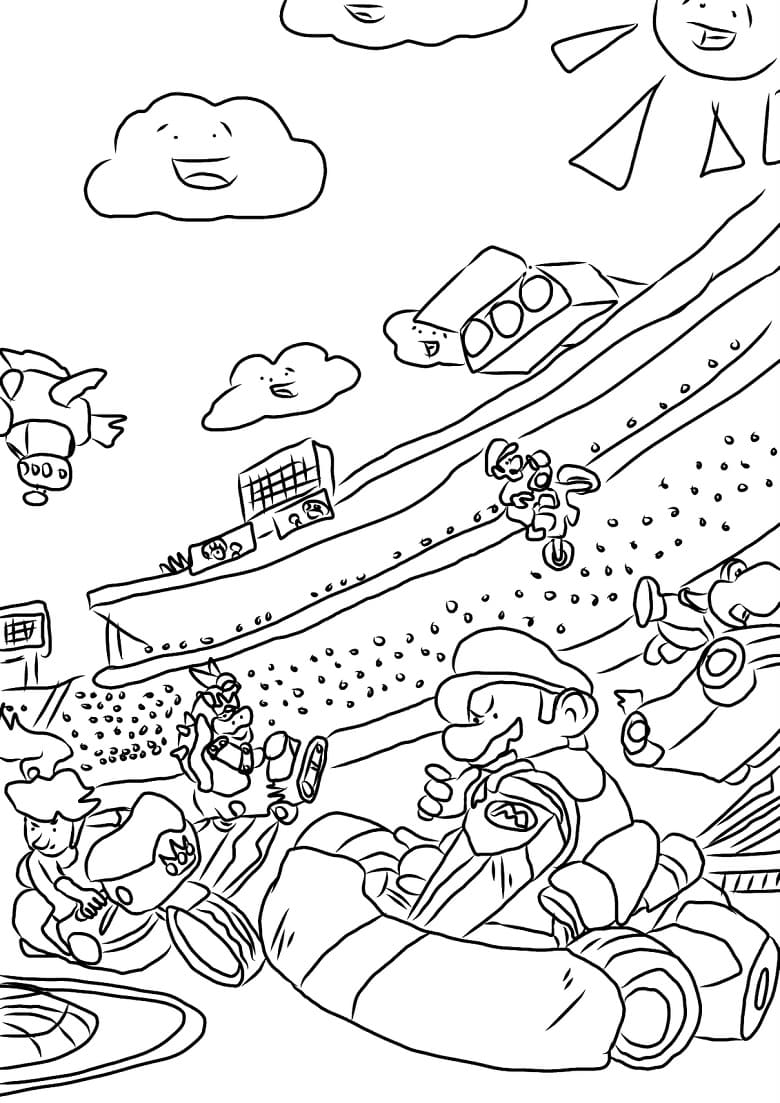 Super Mario ajopeli Värityskuva
