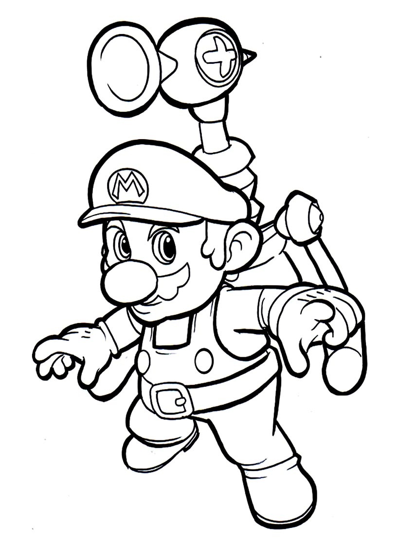 Super Mario lentää suihkukoneella Värityskuva