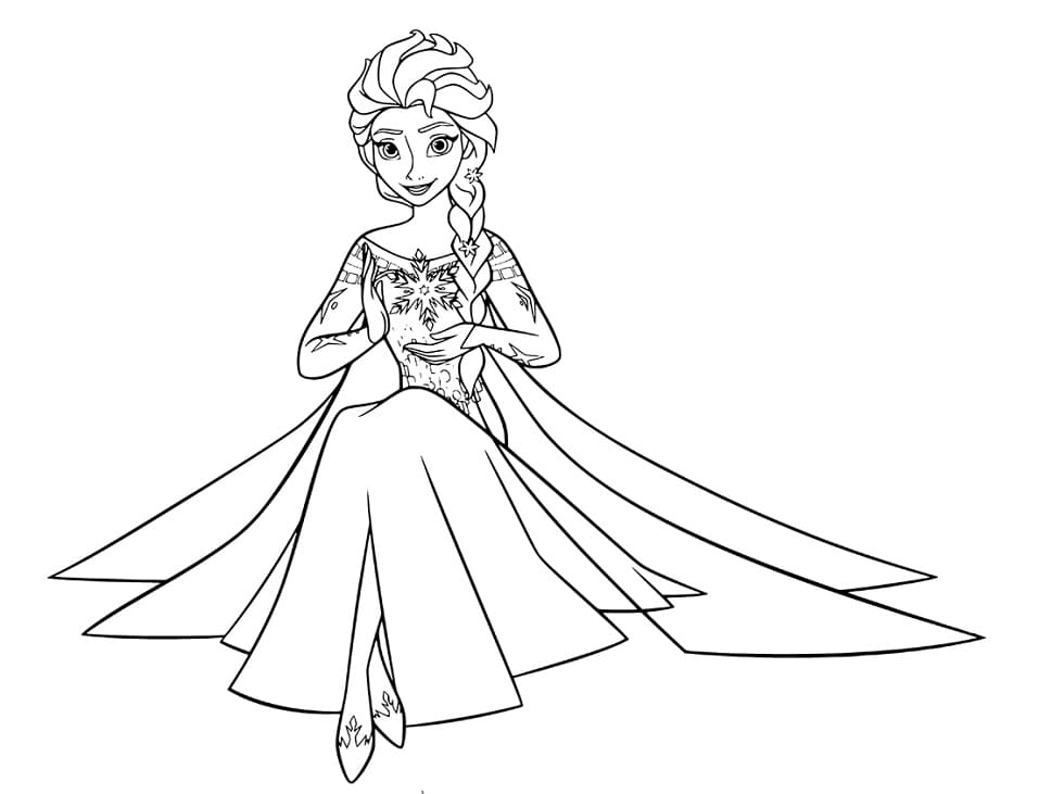 Elsa istuu Värityskuva