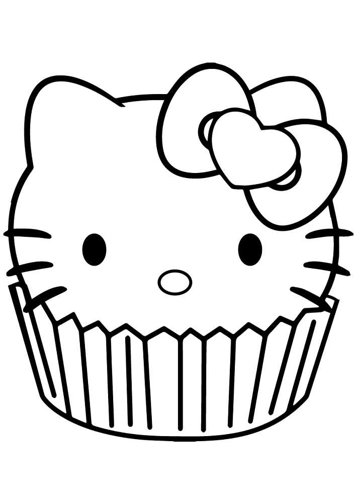 Hello Kitty kuppikakku Värityskuva