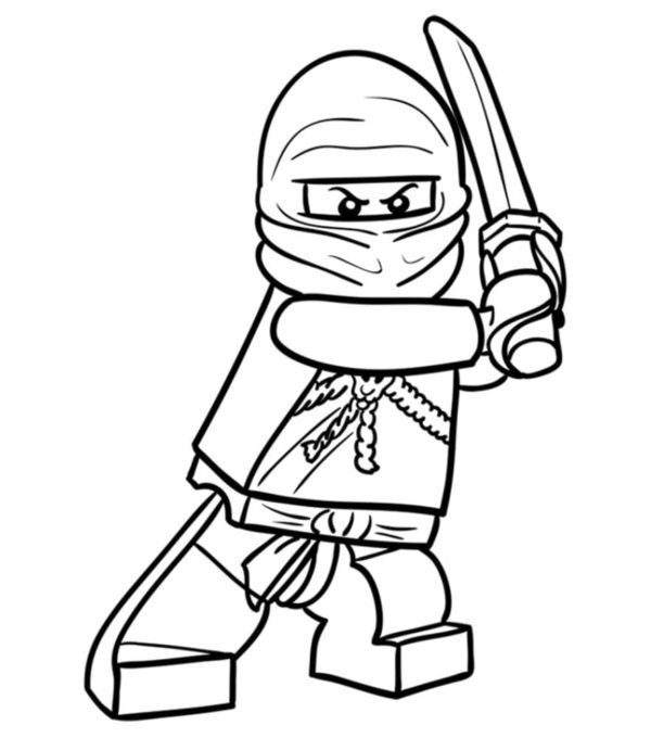Vaarallinen ninja miekalla Värityskuva