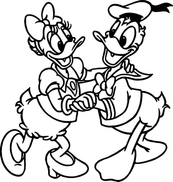 Daisy Duck ja Donald tanssivat Värityskuva