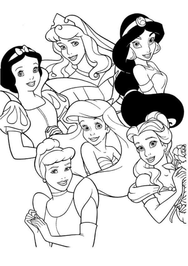 Disneyn prinsessat. Värityskuva