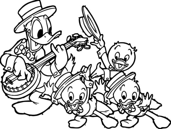 Donaldin ja hänen veljenpoikiensa musiikkikonsertti Värityskuva