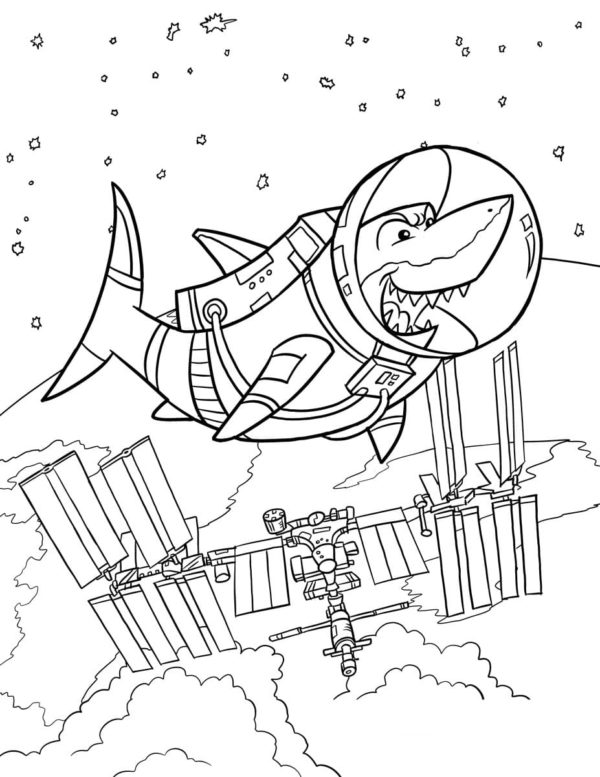Hai - astronautti Värityskuva