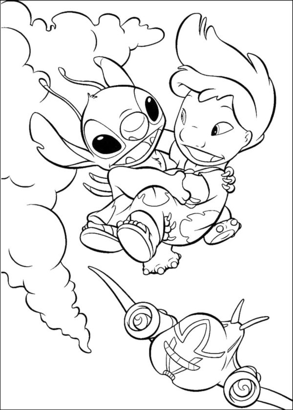 Lilo ja Stitch lentävät Värityskuva