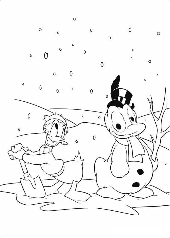 Lumiukko Donaldilta Värityskuva