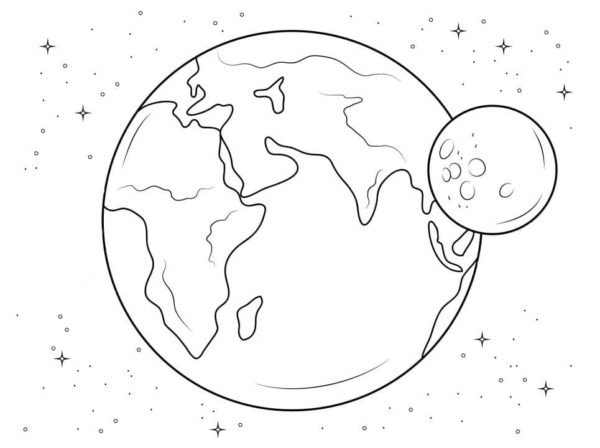 Maa ja kuu! Värityskuva