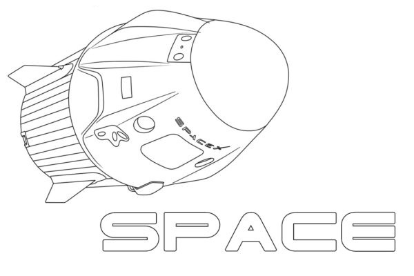 Moderni avaruussukkula SpaceX. Värityskuva