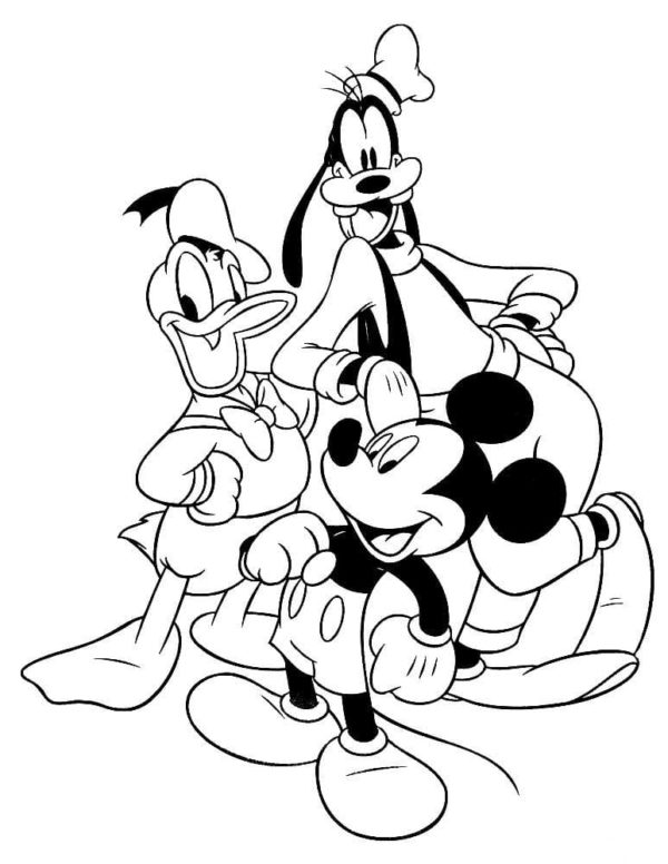 Parhaat ystävät Donald, Mickey ja Goofy Värityskuva