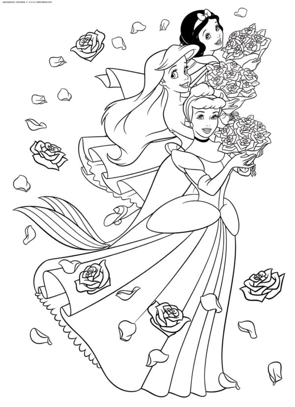 Prinsessa ruusukimppujen kanssa Värityskuva
