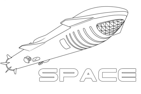 SpaceX korkealaatuinen värityssivu. Värityskuva