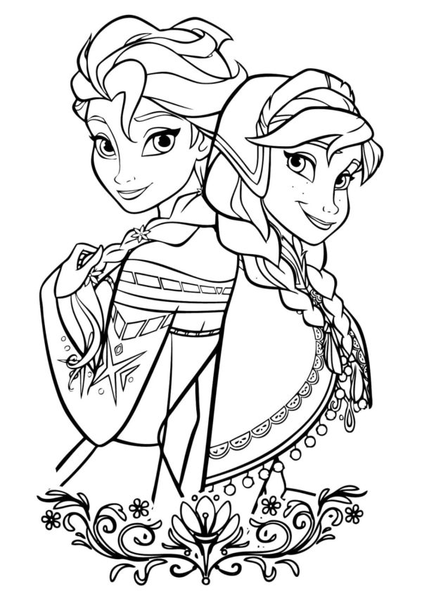 Suloiset sisaret – Elsa ja Anna Värityskuva