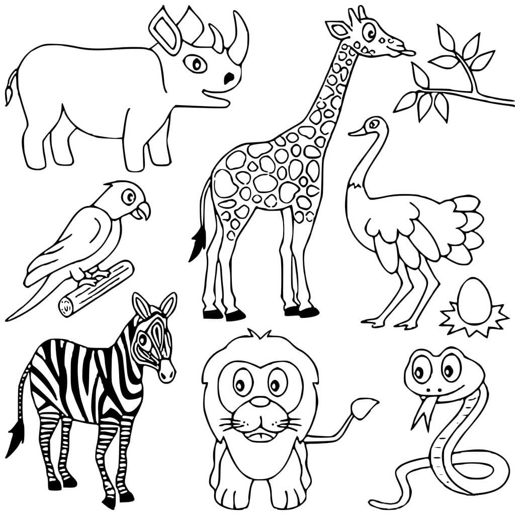 Africa Animals coloring page Värityskuva