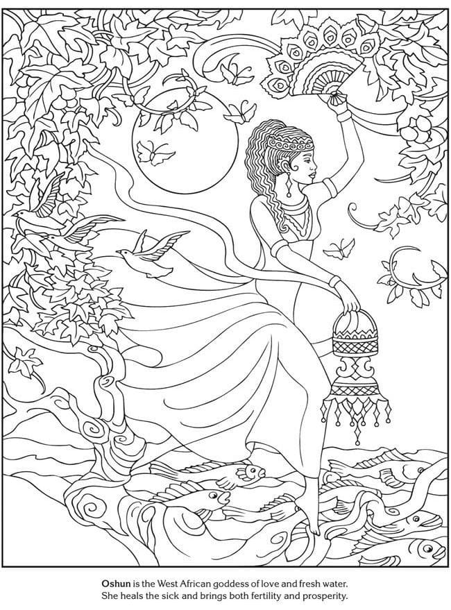 African Goddess Oshun coloring page Värityskuva