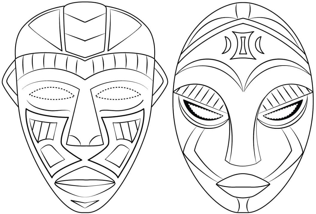 African Masks coloring page Värityskuva