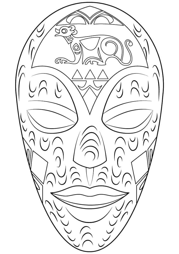 African Wooden Mask coloring page Värityskuva