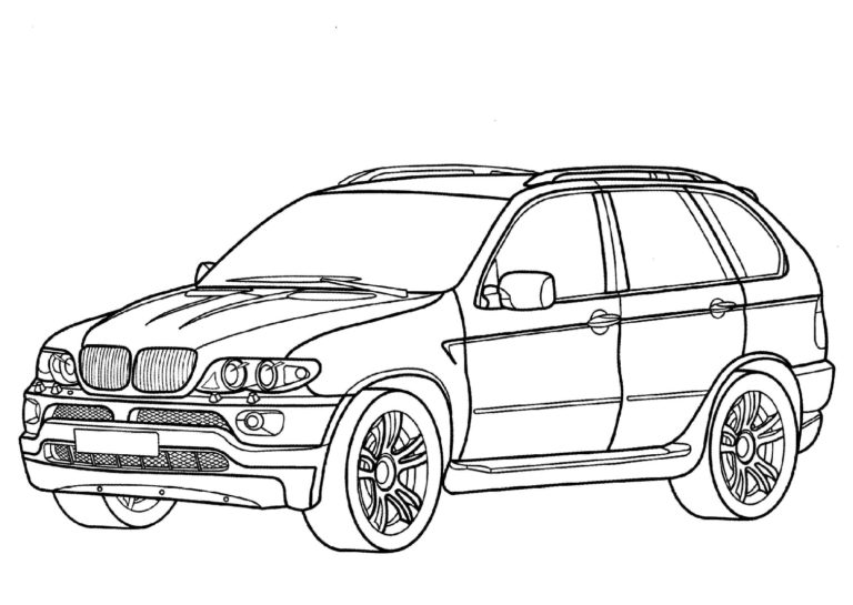 BMW X5 etunäkymän värityssivu Värityskuva