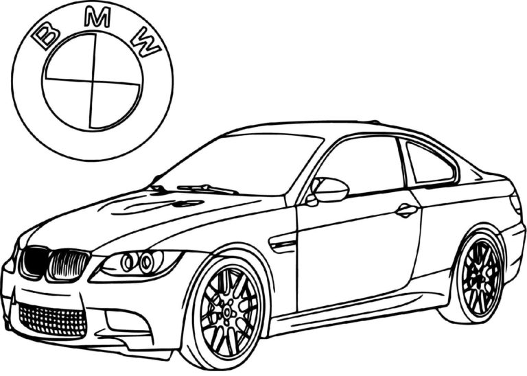 BMW auton ja logon värityssivu Värityskuva