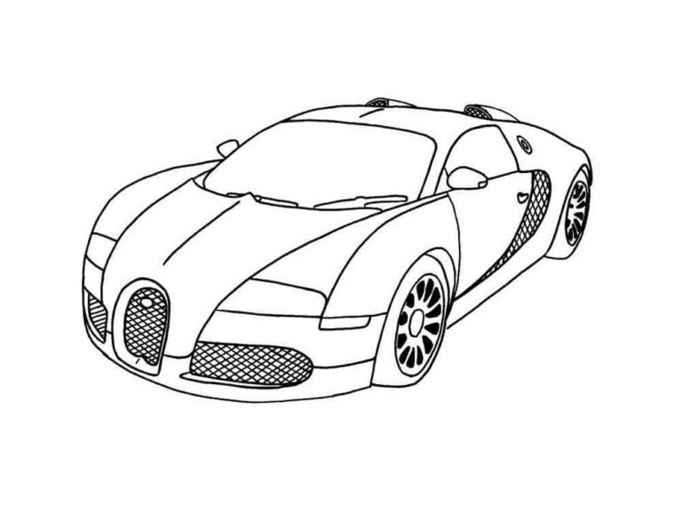 Kaunis Bugatti auto. Värityskuva