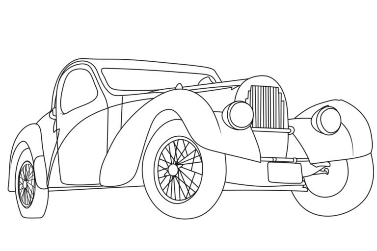 Kuva väritykseen Bugatti Vintage Car. 1 Värityskuva