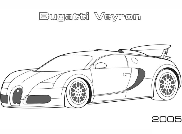 Luksusauto Bugatti värityssivu 1 Värityskuva