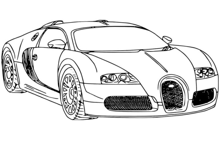 Luksusauto Bugatti värityssivu Värityskuva