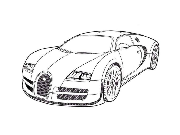 Luksusauto Bugatti. Värityskuva