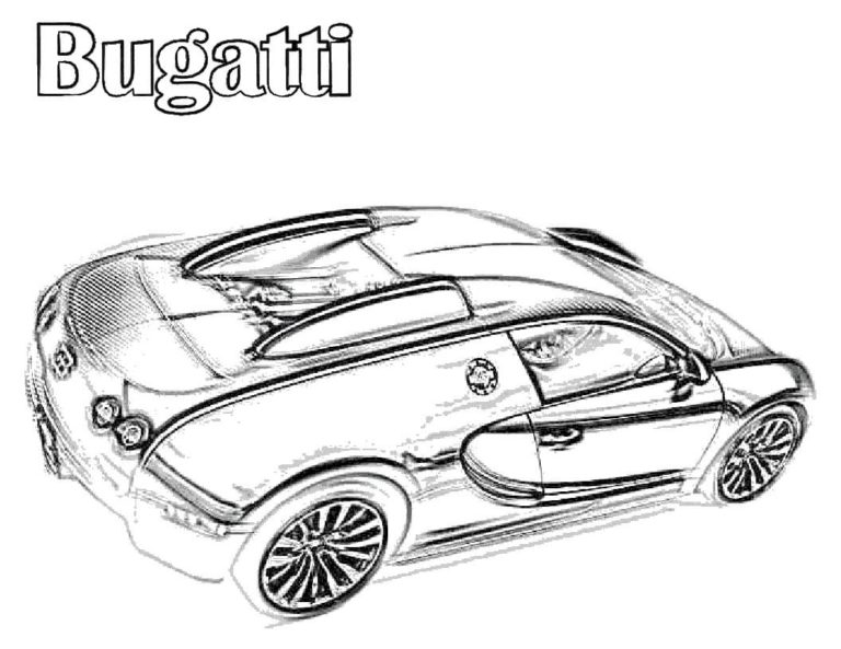 Maalaa Bugatti ylhäältä. Värityskuva